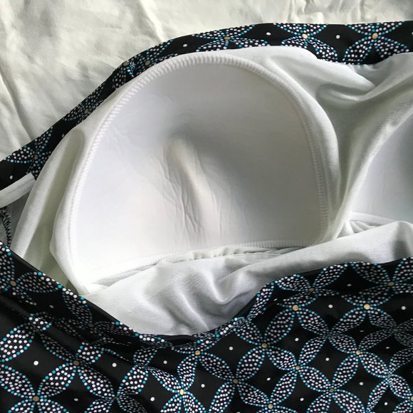 PLUS 24W swimsuit blue black print one pc NEW - Picture 5 of 6